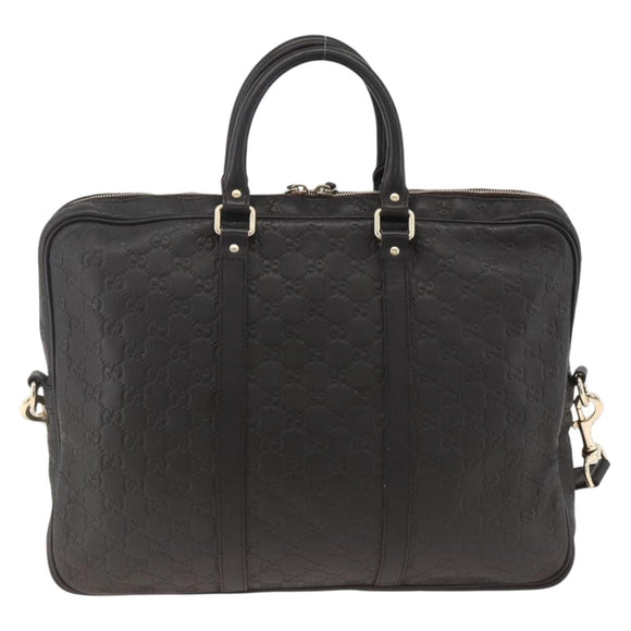 GUCCI GG Canvas Guccissima Bag Leather 2way Black Gold 208463 Auth ka3424