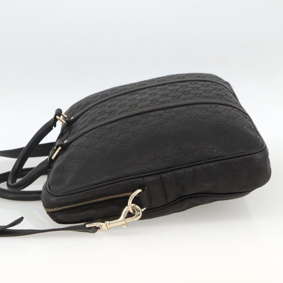 GUCCI GG Canvas Guccissima Bag Leather 2way Black Gold 208463 Auth ka3424