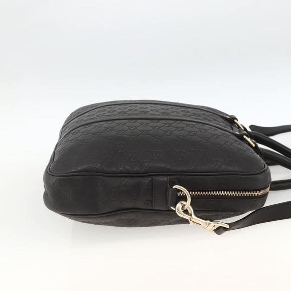 GUCCI GG Canvas Guccissima Bag Leather 2way Black Gold 208463 Auth ka3424