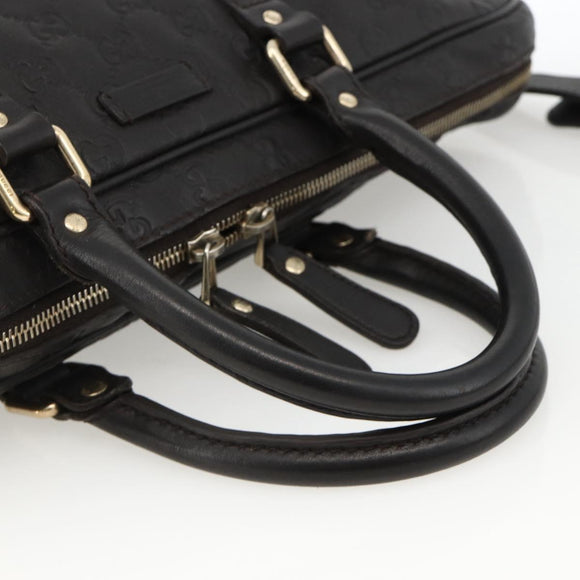 GUCCI GG Canvas Guccissima Bag Leather 2way Black Gold 208463 Auth ka3424