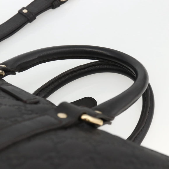 GUCCI GG Canvas Guccissima Bag Leather 2way Black Gold 208463 Auth ka3424