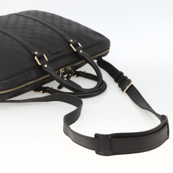 GUCCI GG Canvas Guccissima Bag Leather 2way Black Gold 208463 Auth ka3424