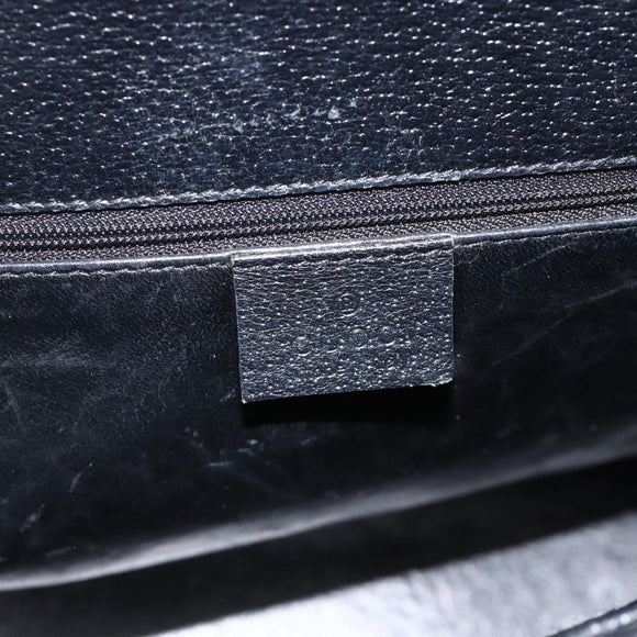 GUCCI Bamboo Tote Bag Leather Black Silver 002 1034 3444 Auth ka3425