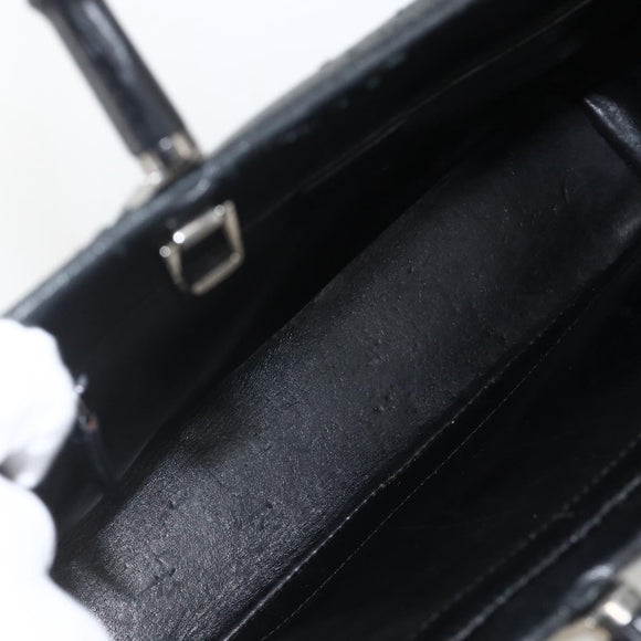 GUCCI Bamboo Tote Bag Leather Black Silver 002 1034 3444 Auth ka3425