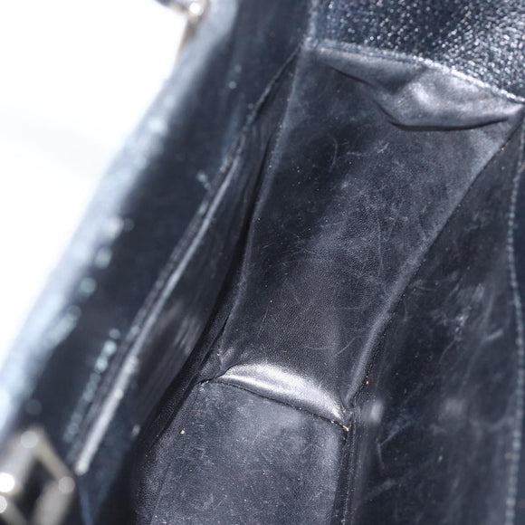 GUCCI Bamboo Tote Bag Leather Black Silver 002 1034 3444 Auth ka3425