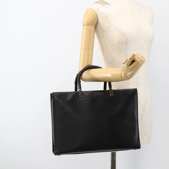GUCCI Bamboo Tote Bag Leather Black Silver 002 1034 3444 Auth ka3425