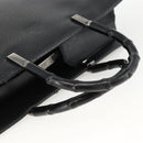 GUCCI Bamboo Tote Bag Leather Black Silver 002 1034 3444 Auth ka3425-7