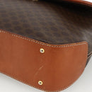 CELINE Macadam Canvas Hand Bag PVC Leather Brown Gold Auth ka3426-10