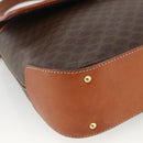 CELINE Macadam Canvas Hand Bag PVC Leather Brown Gold Auth ka3426-11