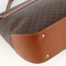 CELINE Macadam Canvas Hand Bag PVC Leather Brown Gold Auth ka3426-13