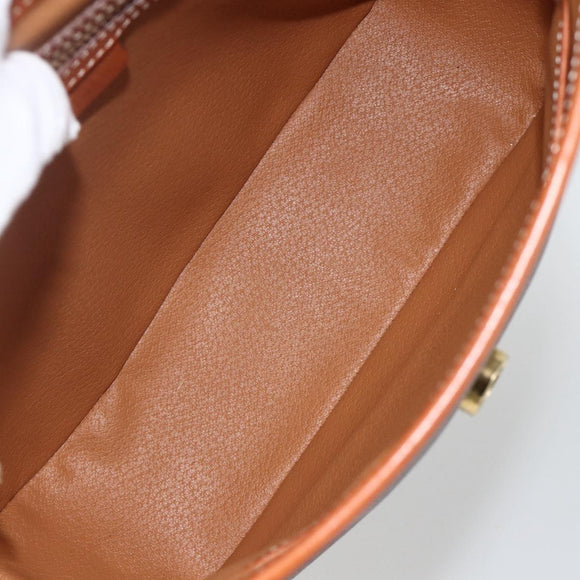CELINE Macadam Canvas Hand Bag PVC Leather Brown Gold Auth ka3426