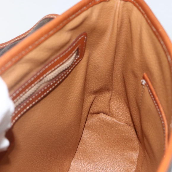 CELINE Macadam Canvas Hand Bag PVC Leather Brown Gold Auth ka3426