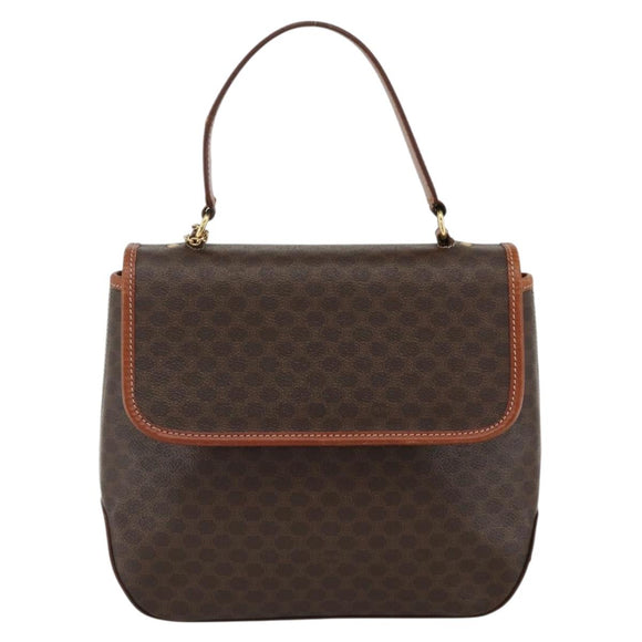 CELINE Macadam Canvas Hand Bag PVC Leather Brown Gold Auth ka3426
