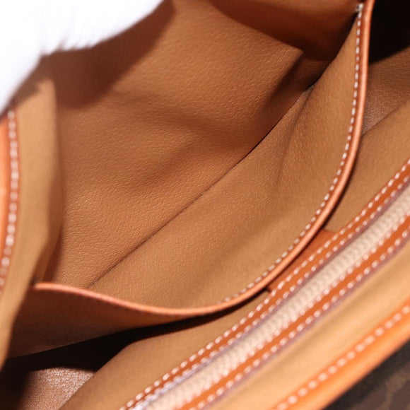 CELINE Macadam Canvas Hand Bag PVC Leather Brown Gold Auth ka3426