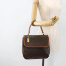 CELINE Macadam Canvas Hand Bag PVC Leather Brown Gold Auth ka3426-23