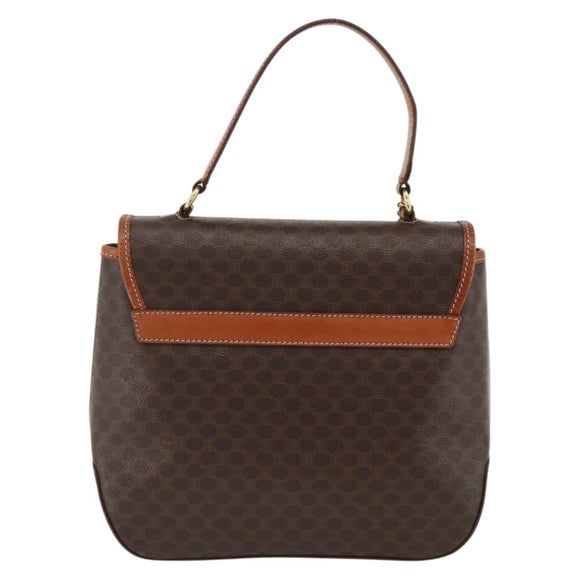 CELINE Macadam Canvas Hand Bag PVC Leather Brown Gold Auth ka3426