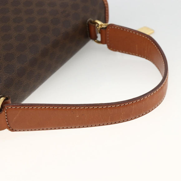 CELINE Macadam Canvas Hand Bag PVC Leather Brown Gold Auth ka3426
