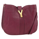 SAINT LAURENT Shoulder Bag Leather Purple Gold 291204 Auth ka3427-1