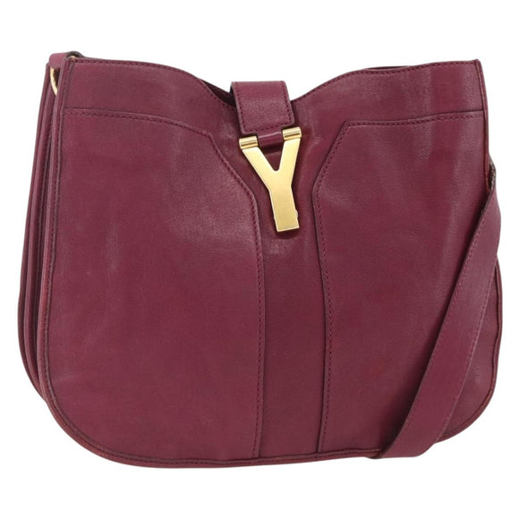 SAINT LAURENT Shoulder Bag Leather Purple Gold 291204 Auth ka3427
