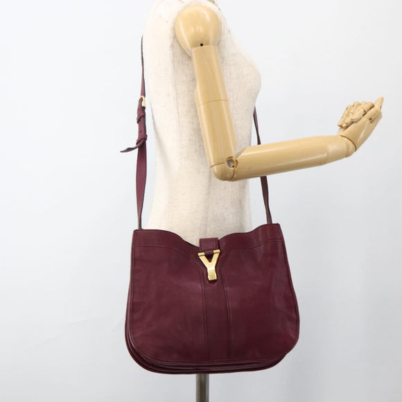 SAINT LAURENT Shoulder Bag Leather Purple Gold 291204 Auth ka3427