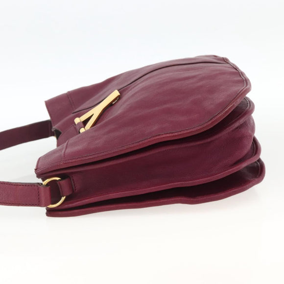 SAINT LAURENT Shoulder Bag Leather Purple Gold 291204 Auth ka3427