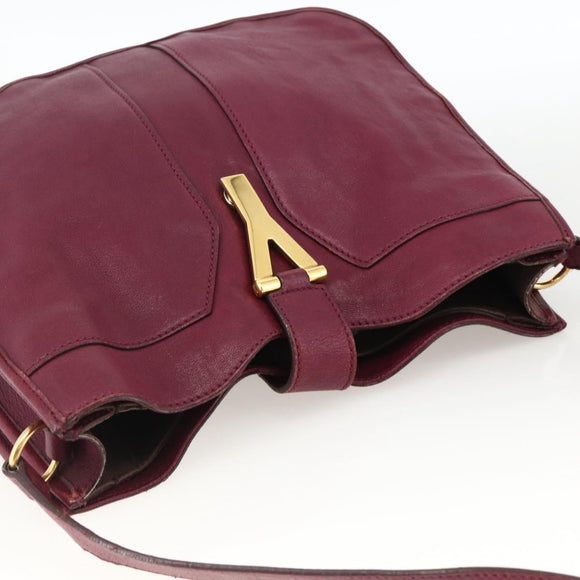 SAINT LAURENT Shoulder Bag Leather Purple Gold 291204 Auth ka3427