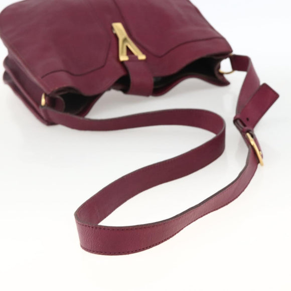 SAINT LAURENT Shoulder Bag Leather Purple Gold 291204 Auth ka3427