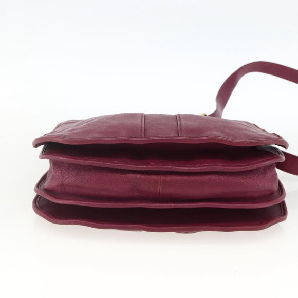 SAINT LAURENT Shoulder Bag Leather Purple Gold 291204 Auth ka3427