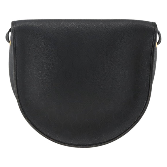 Christian Dior Honeycomb Canvas Shoulder Bag PVC Leather Black Gold Auth ka3429