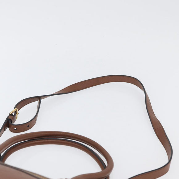 PRADA Hand Bag Leather 2way Brown Gold Auth ka3430A