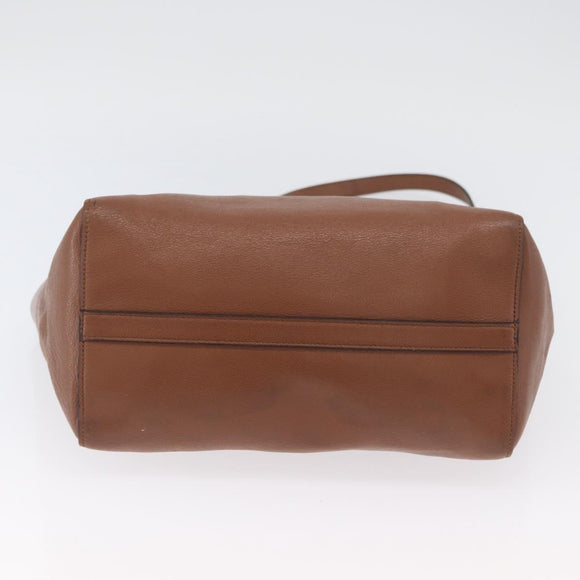 PRADA Hand Bag Leather 2way Brown Gold Auth ka3430A