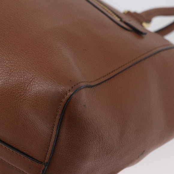 PRADA Hand Bag Leather 2way Brown Gold Auth ka3430A