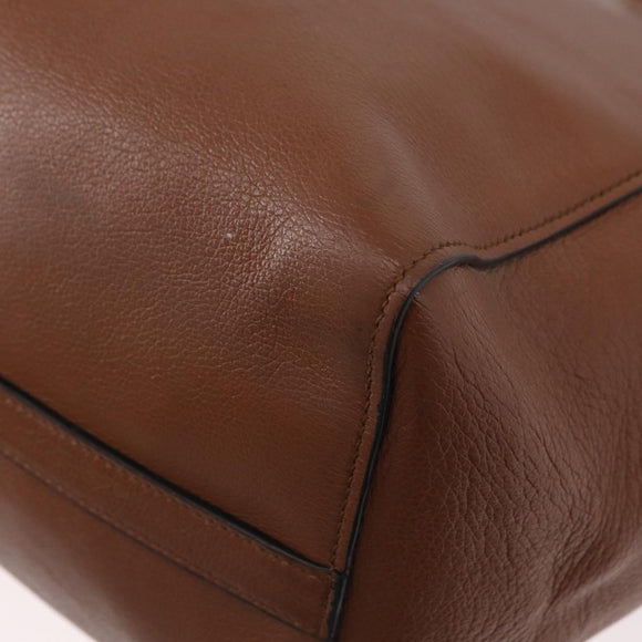 PRADA Hand Bag Leather 2way Brown Gold Auth ka3430A