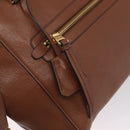 PRADA Hand Bag Leather 2way Brown Gold Auth ka3430A-16