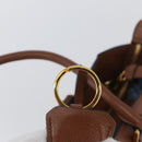 PRADA Hand Bag Leather 2way Brown Gold Auth ka3430A-17