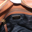 PRADA Hand Bag Leather 2way Brown Gold Auth ka3430A-19