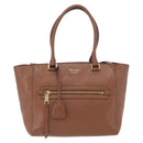 PRADA Hand Bag Leather 2way Brown Gold Auth ka3430A-2