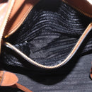 PRADA Hand Bag Leather 2way Brown Gold Auth ka3430A-24