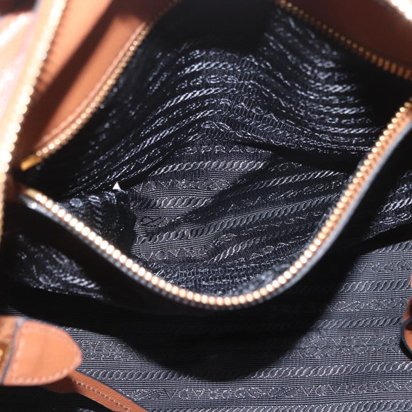 PRADA Hand Bag Leather 2way Brown Gold Auth ka3430A