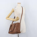 PRADA Hand Bag Leather 2way Brown Gold Auth ka3430A-26