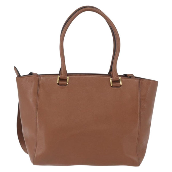 PRADA Hand Bag Leather 2way Brown Gold Auth ka3430A