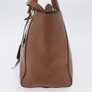 PRADA Hand Bag Leather 2way Brown Gold Auth ka3430A-4