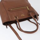 PRADA Hand Bag Leather 2way Brown Gold Auth ka3430A-6