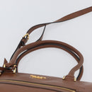 PRADA Hand Bag Leather 2way Brown Gold Auth ka3430A-8