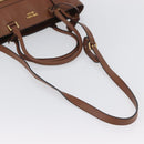 PRADA Hand Bag Leather 2way Brown Gold Auth ka3430A-9
