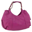 Salvatore Ferragamo Chain Hand Bag Leather Purple Gold Auth ka3431A-1