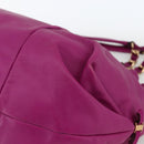 Salvatore Ferragamo Chain Hand Bag Leather Purple Gold Auth ka3431A-9