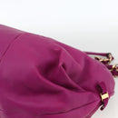 Salvatore Ferragamo Chain Hand Bag Leather Purple Gold Auth ka3431A-15