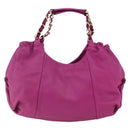 Salvatore Ferragamo Chain Hand Bag Leather Purple Gold Auth ka3431A-13
