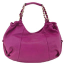 Salvatore Ferragamo Chain Hand Bag Leather Purple Gold Auth ka3431A-2